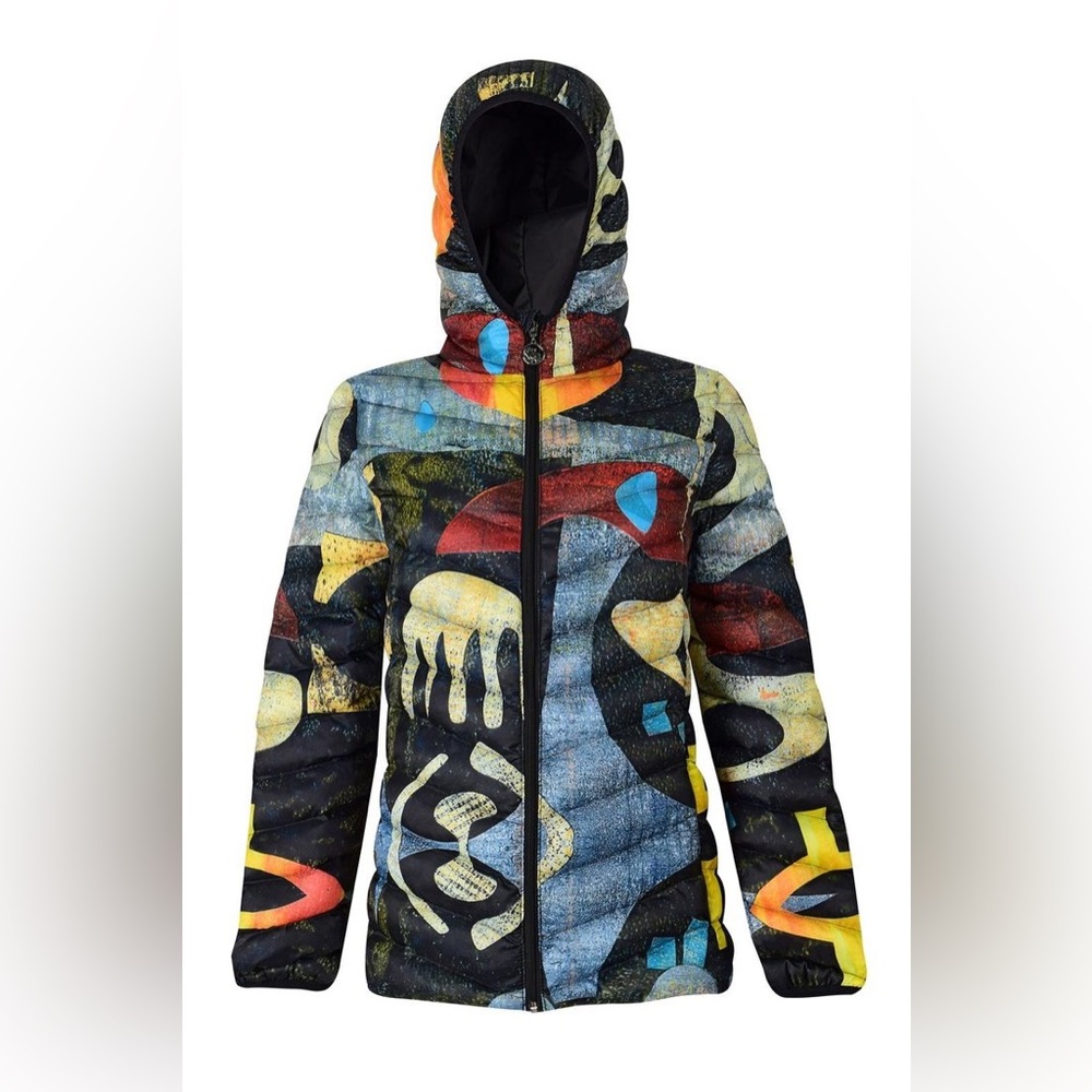 AMAZING Dolcezza Simply Art Abstract Quilted Puffer Jacket with Hood